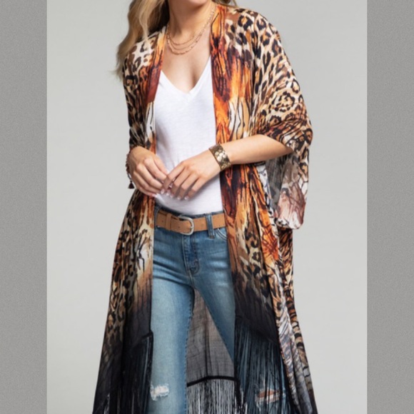 🔥Wild Thing Leopard Print Kimono Duster NWT - Picture 2 of 8